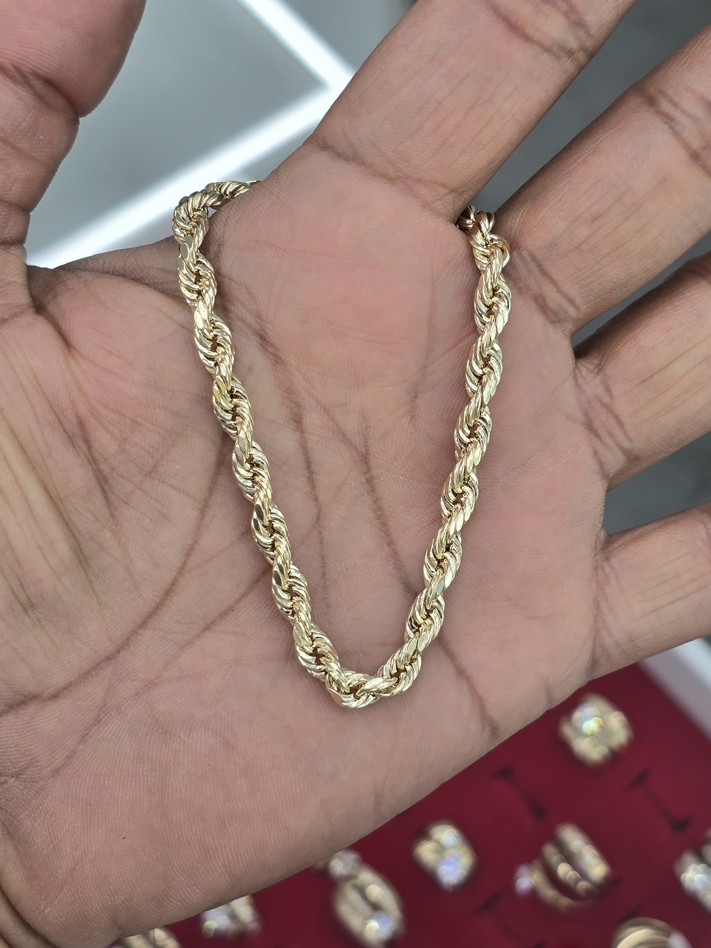 10k Real Gold Rope Chain 5mm 8 Inches
